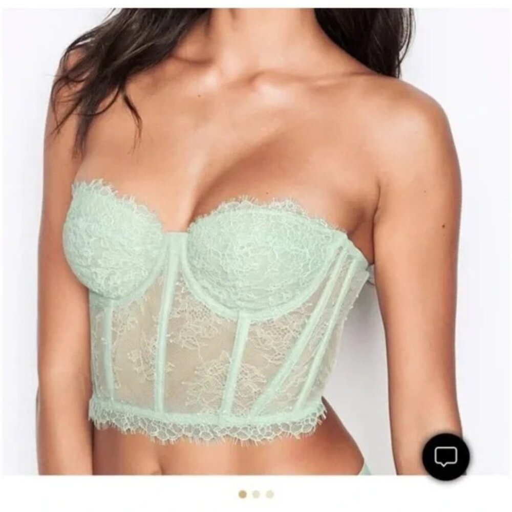 Victoria's Secret Dream Angel Corset White Lace Wired Boned 34C NWT